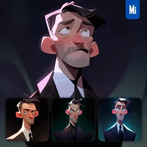 Midjourney Prompt Man Male Quirky Brooding Character Design Animation Cartoon