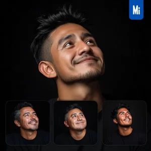 Midjourney Prompt Man Male Young Casual Smiling Smile Looking Black Portrait Photography