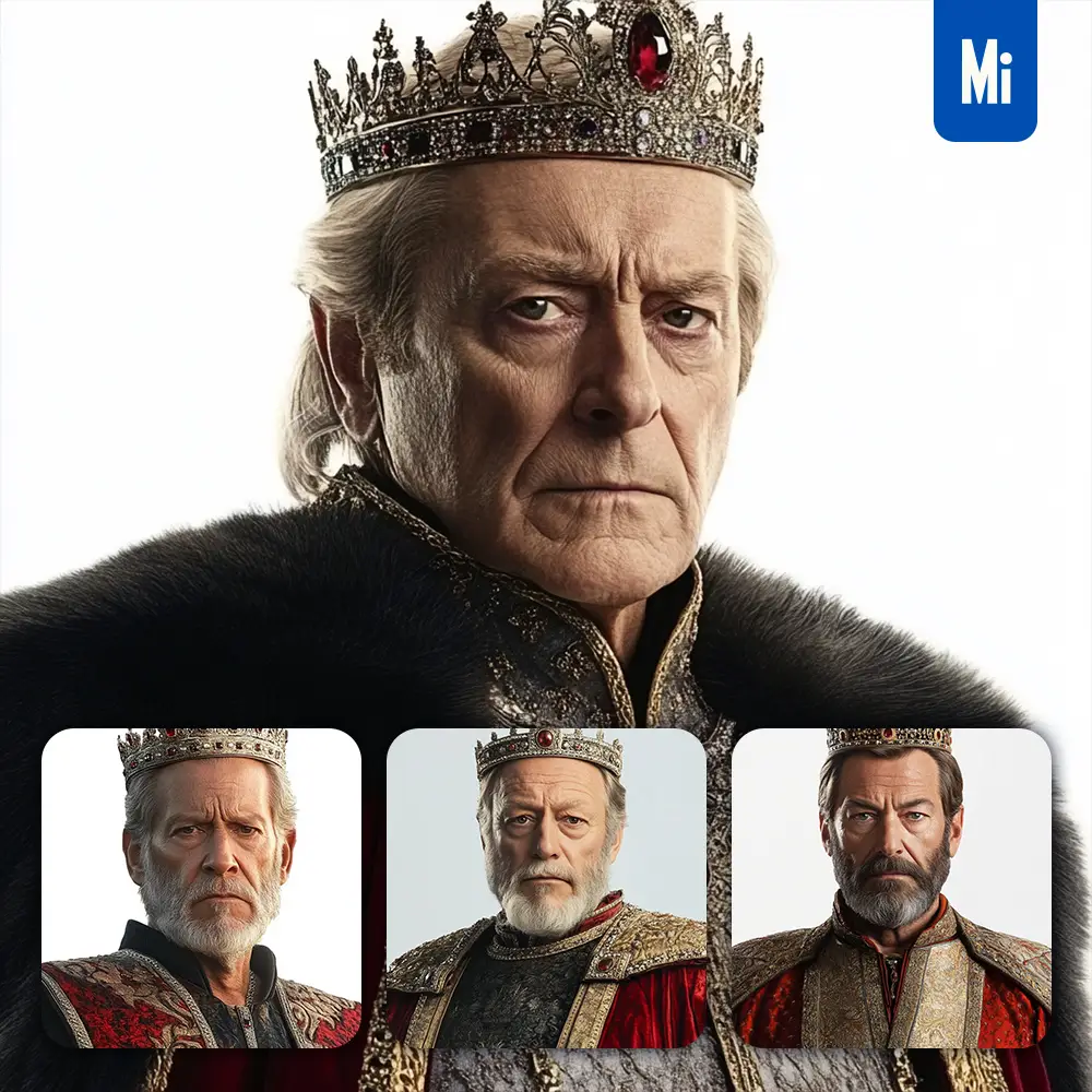 Midjourney Prompt Medieval King Senile Gerontal Renaissance Primitive Portrait Photography