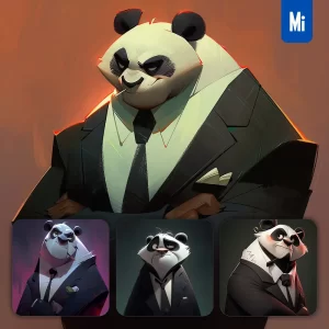Midjourney Prompt Panda Boss Man Suit Quirky Brooding Character Design Animation Cartoon