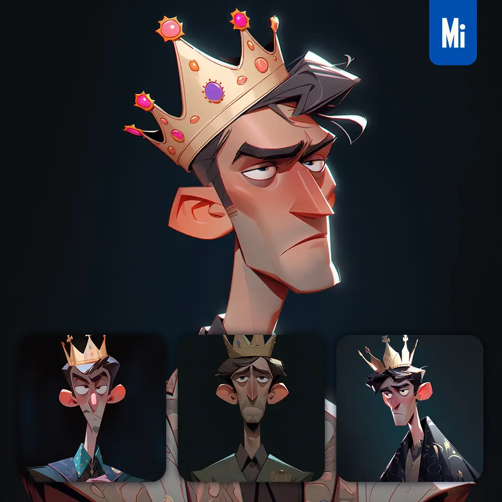 Midjourney Prompt Prince King Emperor Quirky Brooding Character Design Animation Cartoon