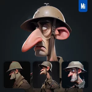 Midjourney Prompt Soldier Man Male Quirky Brooding Character Design Animation Cartoon
