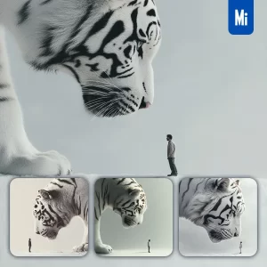 Midjourney Prompt Tiger Human Man Illustration Dramatic Scene
