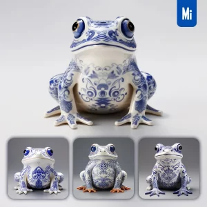 Midjourney Prompt Toad Frog Cute Porcelain Pattern Art Animal 3D Artwork