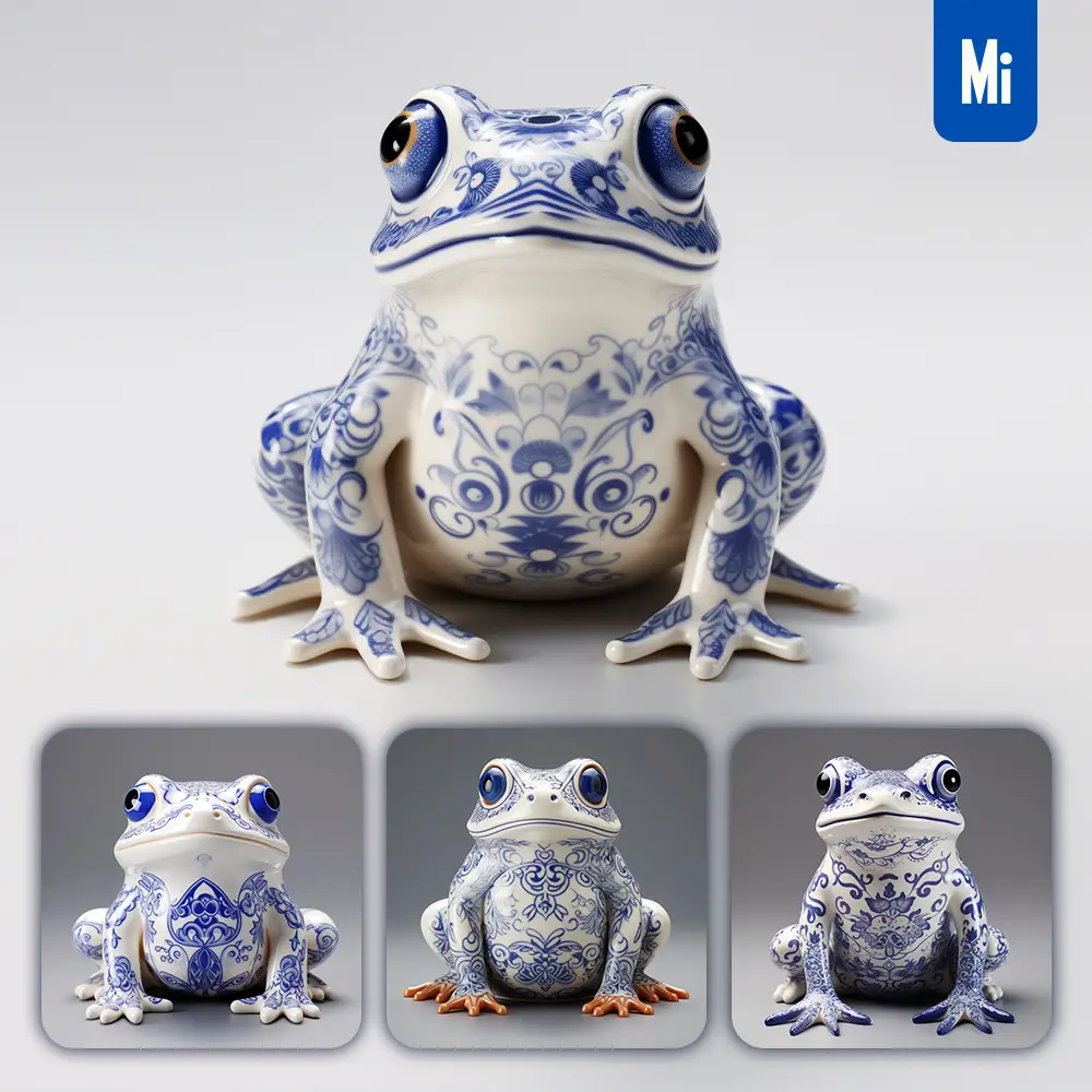 Midjourney Prompt Toad Frog Cute Porcelain Pattern Art Animal 3D Artwork