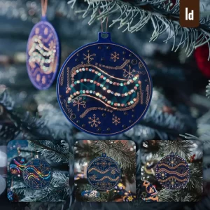 Ideogram Prompt PCB Merry Christmas Ornament Snowflake Picea Spruce Tree Branch Circle Photography