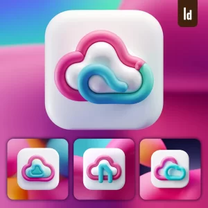 Ideogram Prompt Cloud App 3D Icon Design Pink Cyan Blue Logo Color