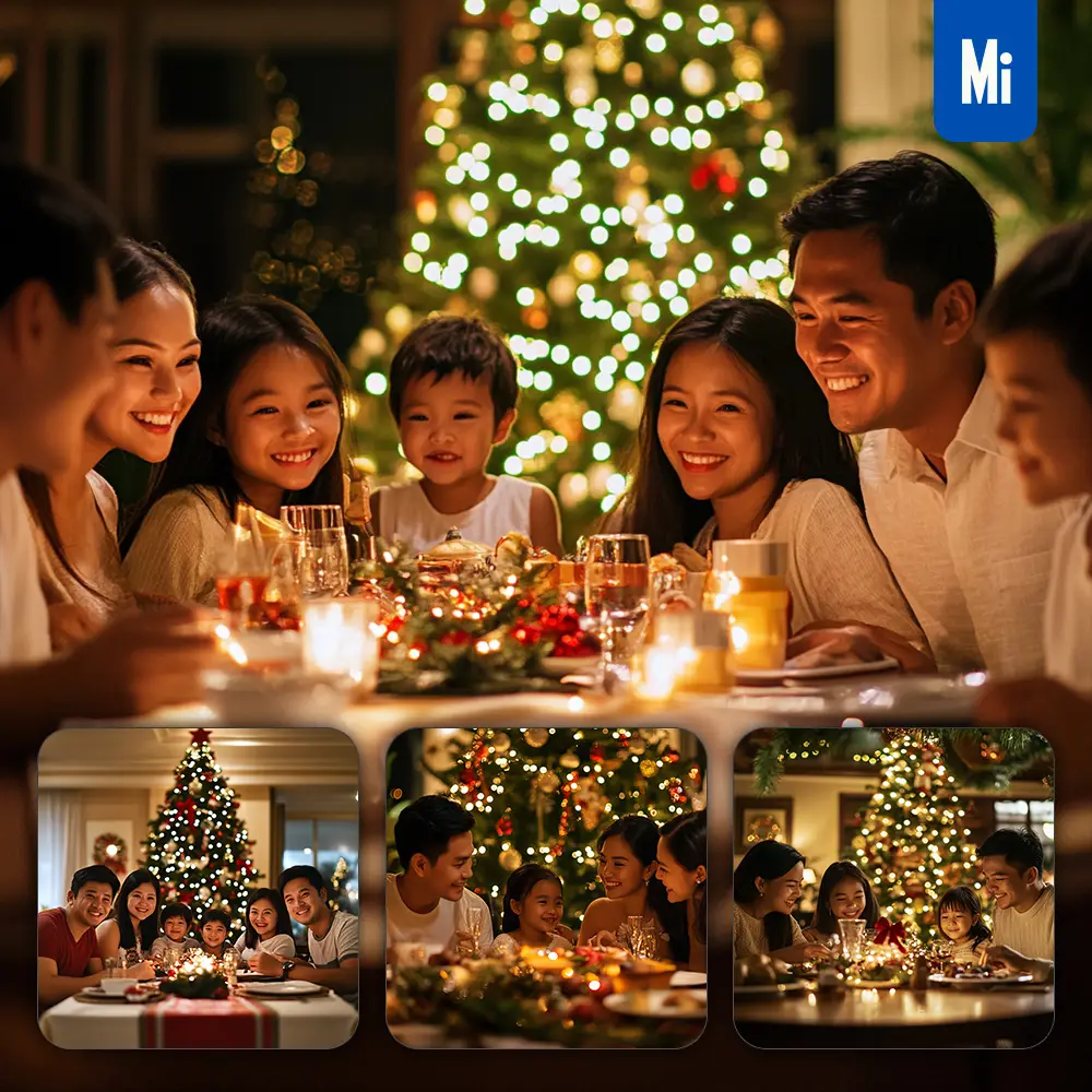 Midjourney Prompt Filipine Philippines Asian Family Happy Christmas Eve Dine Together Photography
