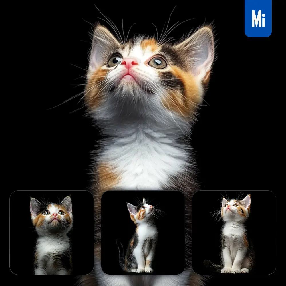 Midjourney Prompt Japanese Bobtail Cat Kitten Head Face Front Look Up Portrait Photography