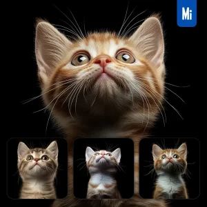 Midjourney Prompt Munchkin Cat Kitten Head Face Front Look Up Portrait Photography
