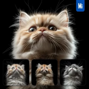 Midjourney Prompt Persian Cat Kitten Head Face Front Look Up Portrait Photography