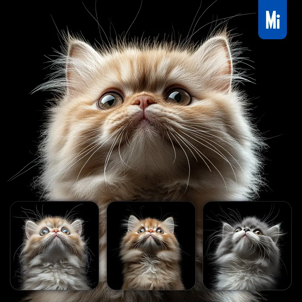 Midjourney Prompt Persian Cat Kitten Head Face Front Look Up Portrait Photography