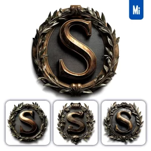 Midjourney Prompt S Letter Logo Retro 3D Rendering Dark Gold Golden Metal