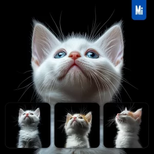 Midjourney Prompt Turkish Van Cat Kitten Head Face Front Look Up Portrait Photography
