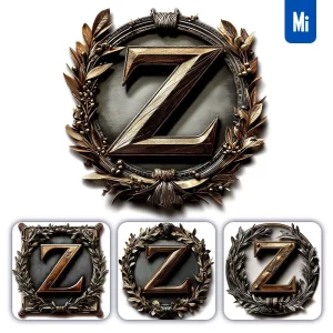 Midjourney Prompt Z Letter Logo Retro 3D Rendering Dark Gold Golden Metal