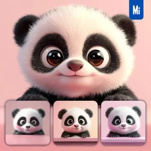 Midjourney Prompt Baby Panda Plush Toy Head Cute Lovely Front 3D Animation