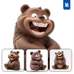 Midjourney Prompt Bear Popmart Blindbox 3D Cute Cartoon Smile C4D Toy