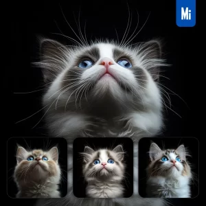 Midjourney Prompt Cat Kitten Ragdoll Head Face Front Look Up Portrait Photography