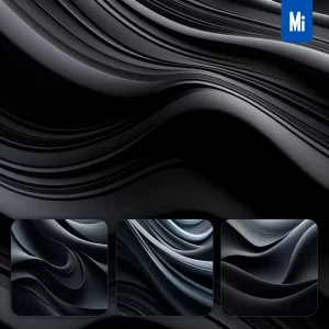 Midjourney Prompt Dark Grey Modern Abstract Shape Elegant 3D Wallpaper Design Screensaver Curved Lines Minimalistic Background