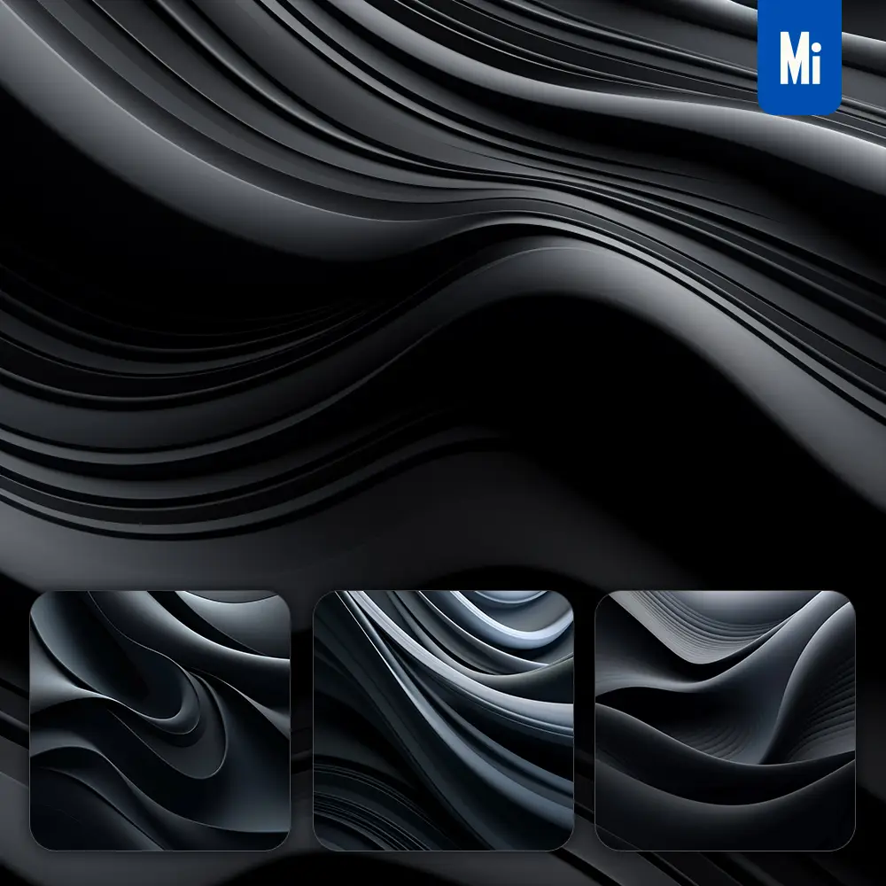 Midjourney Prompt Dark Grey Modern Abstract Shape Elegant 3D Wallpaper Design Screensaver Curved Lines Minimalistic Background