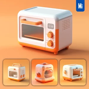 Midjourney Prompt Electric Cooker 3D Icon White Orange Appliances