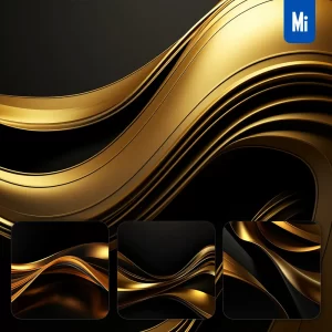 Midjourney Prompt Gold Modern Abstract Shape Elegant 3D Wallpaper Design Screensaver Curved Lines Minimalistic Background