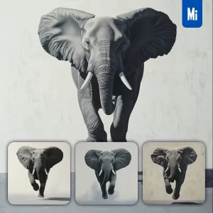 Midjourney Prompt Grey Elephant Running Sketch Detail Oil Painting Photography