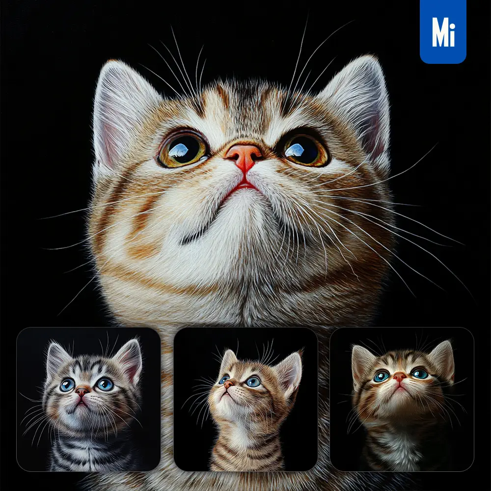 Midjourney Prompt Kitten Cat American Shorthair Head Face Front Look Up Portrait Photography