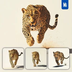 Midjourney Prompt Leopard Cheetah Front Running Sketch Detail Oil Painting Photography