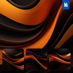 Midjourney Prompt Orange Modern Abstract Shape Elegant 3D Wallpaper Design Screensaver Curved Lines Minimalistic Background