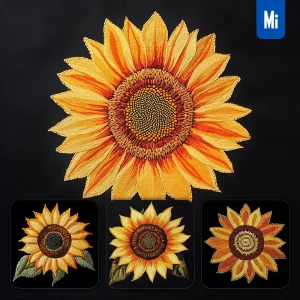 Midjourney Prompt Orange Yellow Sunflower Flower Petals Chinese Silk Artistry Embroidery Pattern