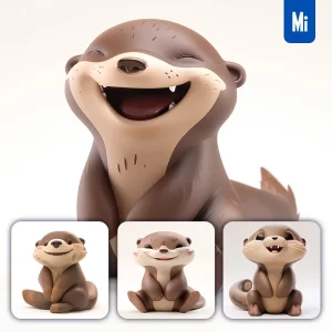 Midjourney Prompt Otter Beaver Popmart Blindbox 3D Cute Cartoon C4D Smile Toy