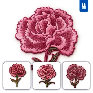 Midjourney Prompt Pink Carnation Flower Flat Embroidery Fabric Gradient