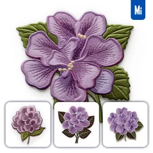 Midjourney Prompt Purple Hydrangea Flower Flat Embroidery Fabric Gradient