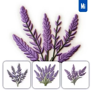 Midjourney Prompt Purple Lavender Flower Flat Embroidery Fabric Gradient
