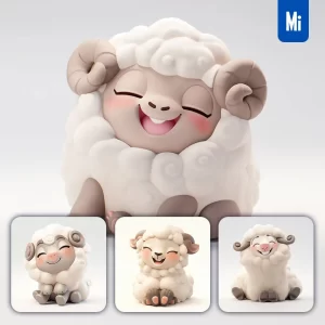 Midjourney Prompt Sheep Popmart Blindbox 3D Cute Cartoon Smile C4D Toy
