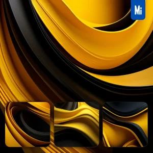 Midjourney Prompt Yellow Modern Abstract Shape Elegant 3D Wallpaper Design Screensaver Curved Lines Minimalistic Background
