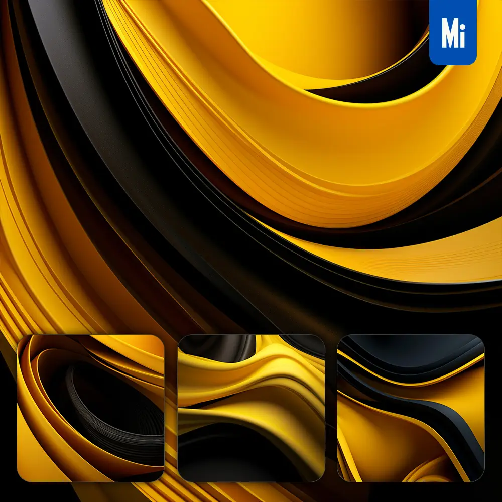 Midjourney Prompt Yellow Modern Abstract Shape Elegant 3D Wallpaper Design Screensaver Curved Lines Minimalistic Background
