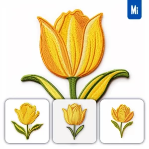 Midjourney Prompt Yellow Tulip Flower Flat Embroidery Fabric Gradient