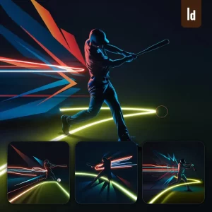 Ideogram Prompt Baseball Player Bat Ball Neon Light Lines Silhouette Art Digital Illustration