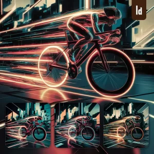 Ideogram Prompt Bike Digital Artwork Cyclist Racing Race Lighting Neon Outlines Illustration