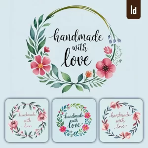 Ideogram Prompt Love Flower Leaves Circle Watercolor Round Logo Painting Illustration