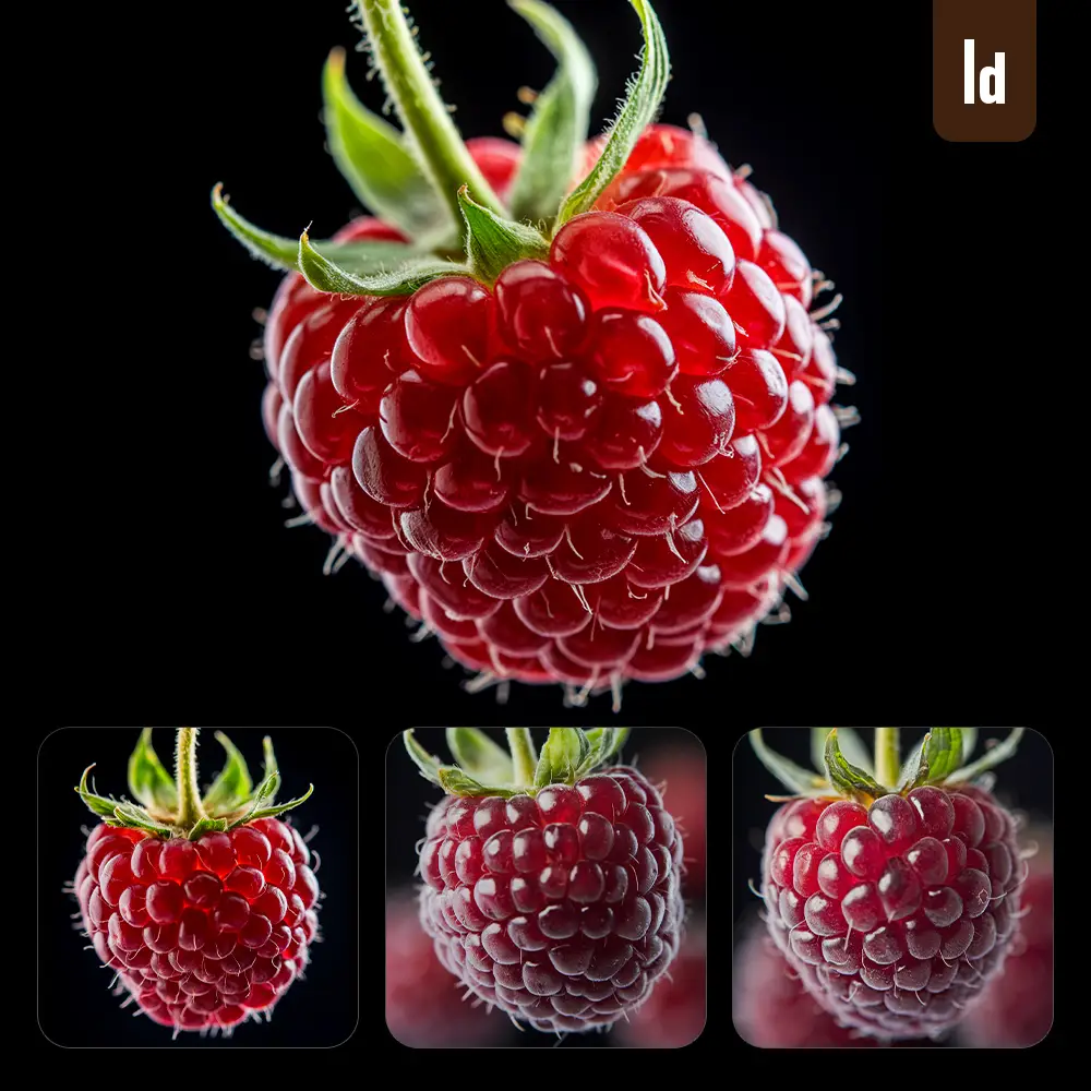 Ideogram Prompt Single Raspberry Red Fresh Close Up Macro Photography