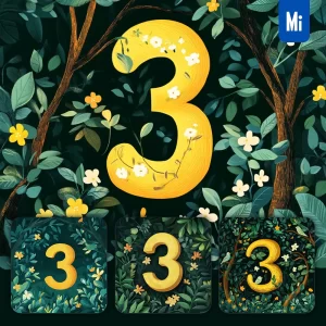 Midjourney Prompt 3 Number Text Yellow Leaf Leaves Tree Branches Illustration Vector Drawing