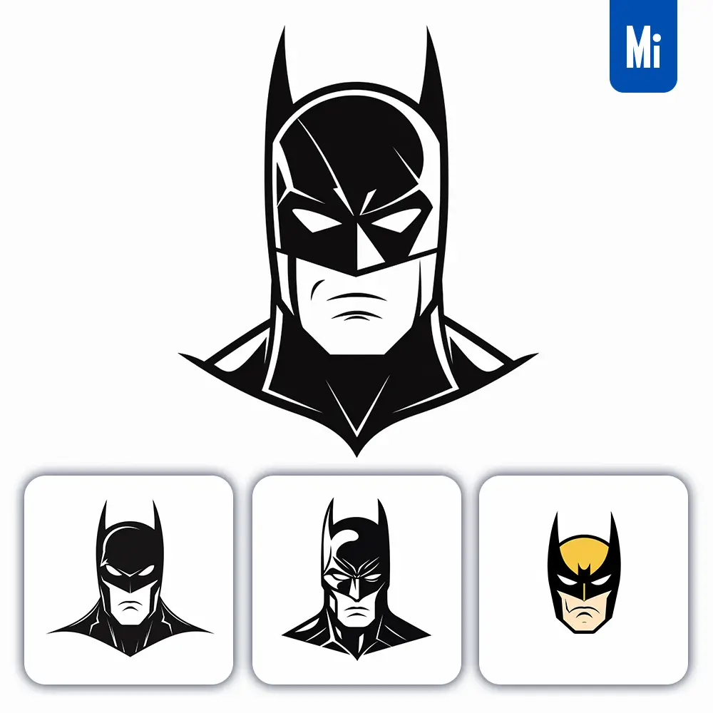Midjourney Prompt Batman Line Cartoon Graphic Icon Illustration Avatar Logo Portrait