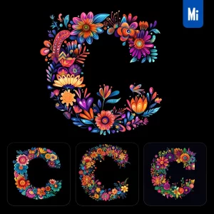 Midjourney Prompt C Letter Test Flower Colorful Illustration Logo