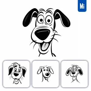 Midjourney Prompt Goofy Dog Line Cartoon Graphic Icon Illustration Avatar Logo Portrait