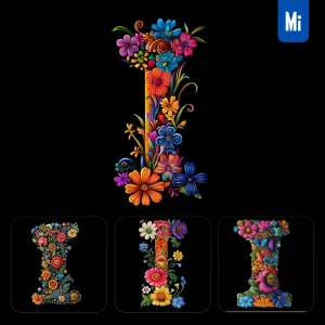 Midjourney Prompt I Letter Test Flower Colorful Illustration Logo