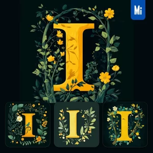 Midjourney Prompt I Letter Text Yellow Leaf Leaves Tree Branches Illustration Vector Drawing