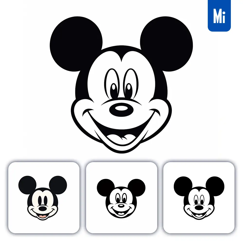 Midjourney Prompt Mickey Mouse Line Cartoon Graphic Icon Illustration Avatar Logo Portrait